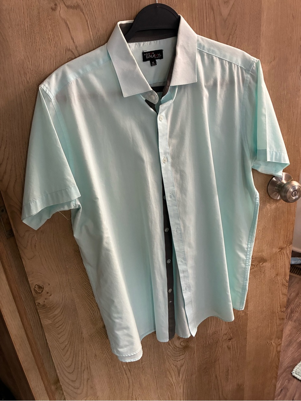 Galaxy By Harvic Mint Short-Sleeve Button-Down Shirt with White Collar